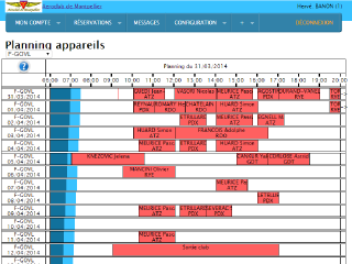 planning appareils instructeurs pilotes alarmes