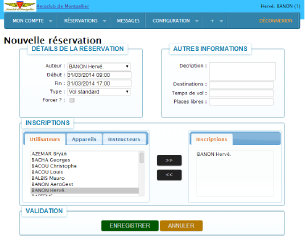 Nouvel réservation simple ergonomique appareils instructeurs pilotes