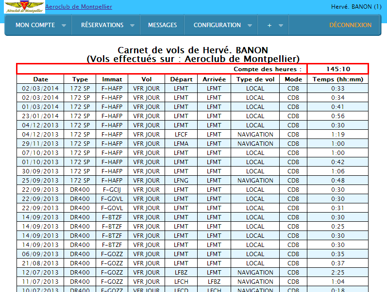 Carnet de vol pilote